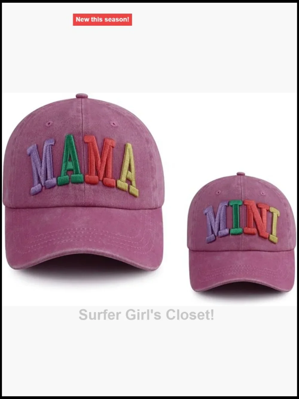 Matching Mommy and Me Baseball Caps, Cotton Adjustable Fun Hats